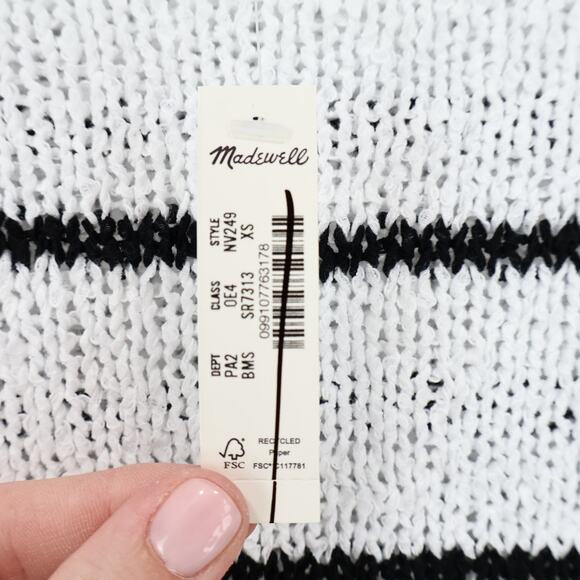 Madewell Boatneck Pullover Sweater Black Mini Stripe Size XS NWT - Picture 5 of 8